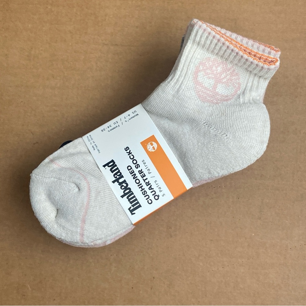 Timberland Women’s Statement Logo Cushioned Quarter Crew Socks | 5 Pairs |Size S